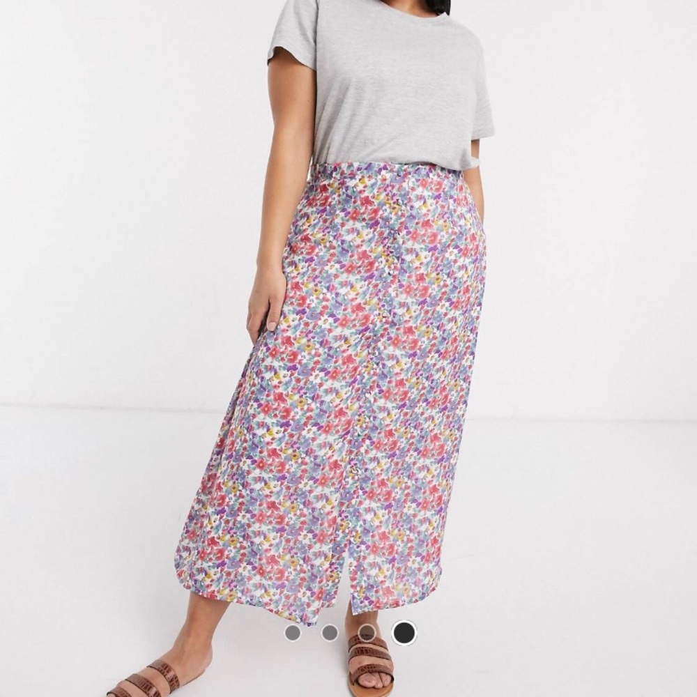 Button Through Midi Skirt